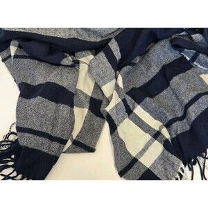J. Crew Scarf Plaid Acrulic Blue Preppy Winter Fall Casual